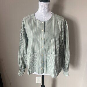 Christy Dawn Sage Green Striped Button-Front Blouse
